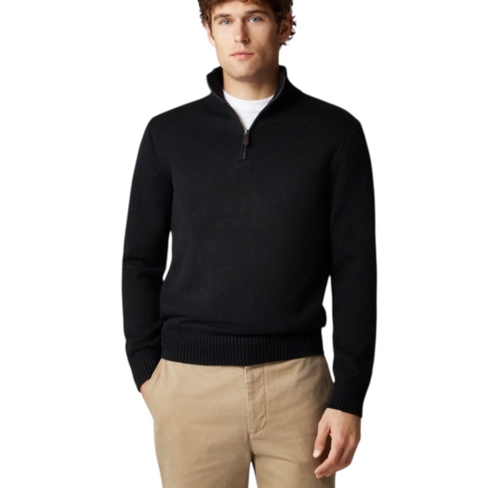 Eddie Bauer•Men's Navy Blue 1/4 Zip Cotton Sweater